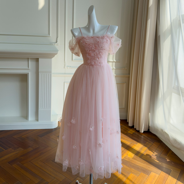Light Pink Off-the-Shoulder Tulle Dress69592