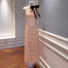 New Elegant Tassel French Style Slim Dress, Waist-Fitted Sleeveless Pink Sweet Long Dress for Women69570