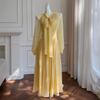 Summer New French Romantic Gentle Style Design Sense Niche Waist-Tight Slimming Yellow Long-Sleeve Dress68134