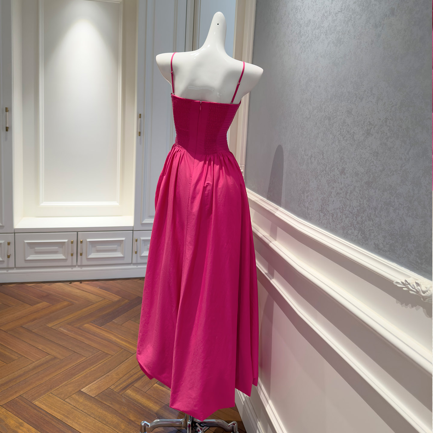 French Elegant Tulip Dress, Heart-shaped Tube Top Spaghetti Strap Dress, Irregular 3D Pleated Slim Long Dress69650