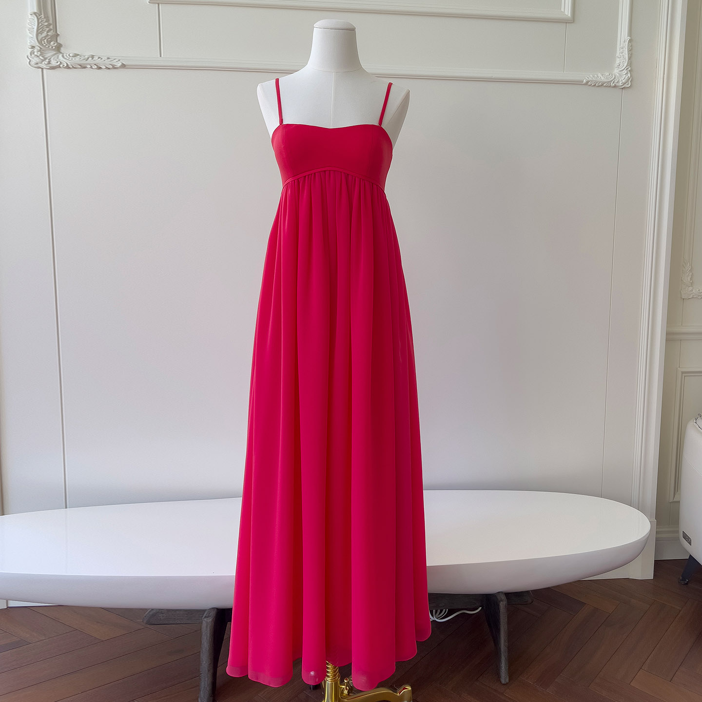 Red Flowy Waist Maxi Dress 69524