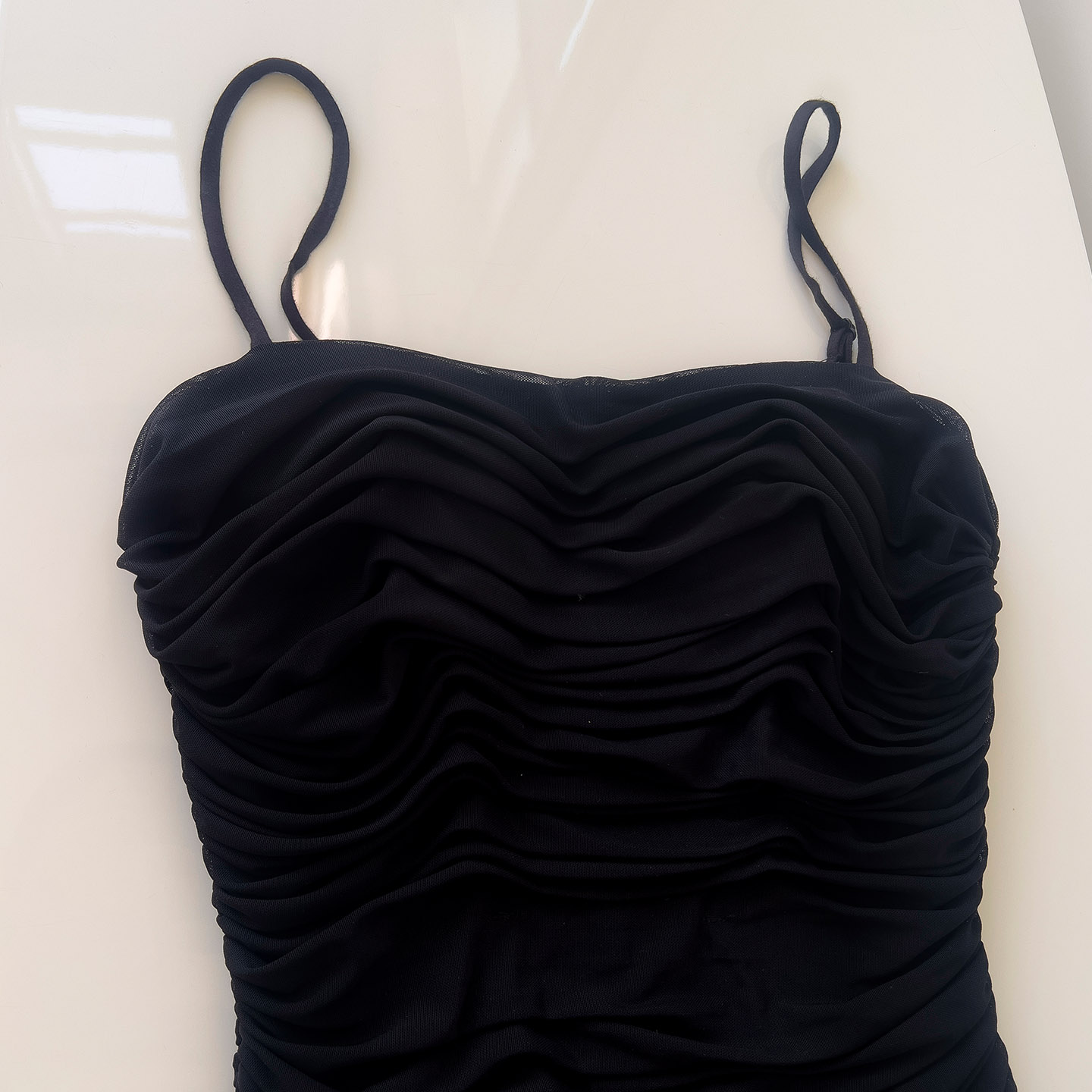 Sleek Black Spaghetti Strap Bodycon Dress69452