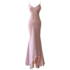 Blush Pink Satin Halter Mermaid Evening Gown69675