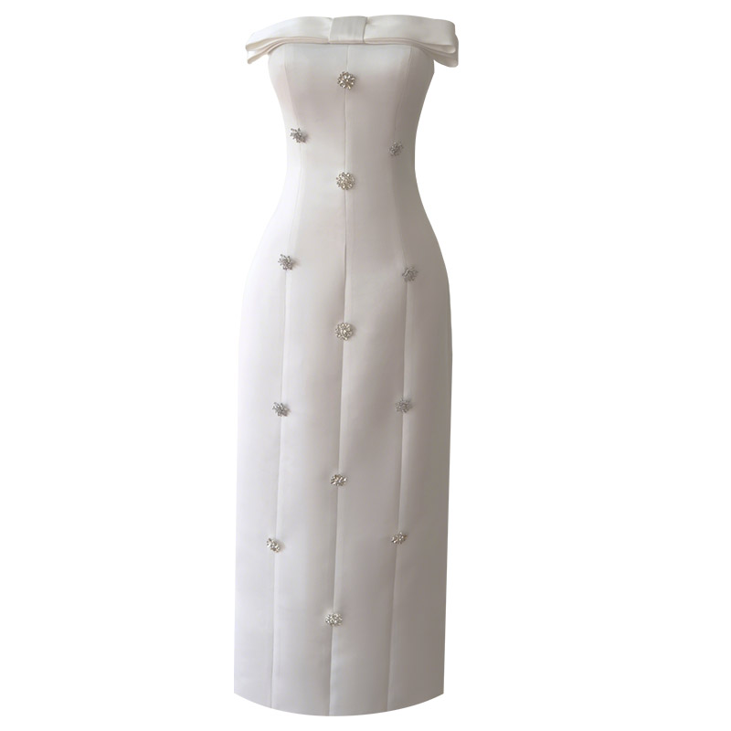 Rich Girl Style White Strapless Evening Gown69582