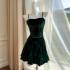 Vintage Dark Green Velvet Slip Dress69670