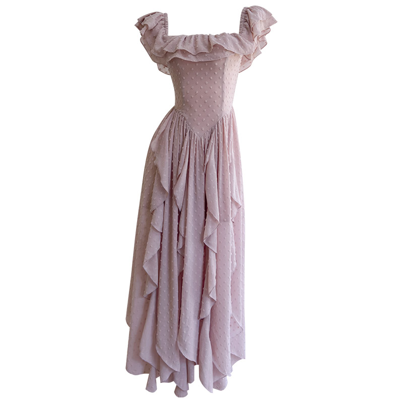 Summer New French Style Vacation Purple Spaghetti Strap Dress, Sleeveless, Long Train, Atmosphere Feeling Maxi Dress For Beach Holiday69622