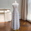 Light Blue Strapless Tiered Tulle Cake Dress69671