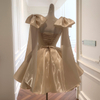 Champagne Satin Bow Dress 69456