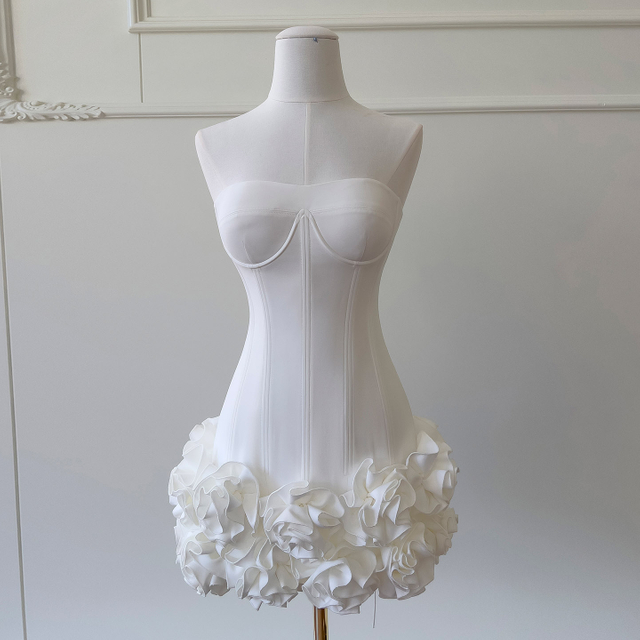 White Corset Floral Mini Dress 69517