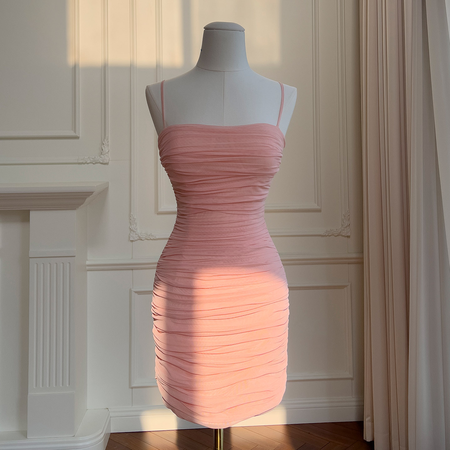 Pink Ruched Bodycon Mini Dress 69540