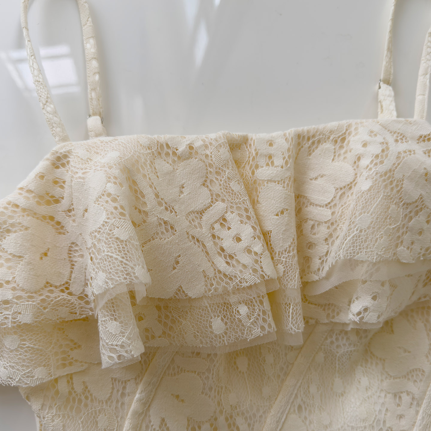 Gentle Lace Ruffle Mini Dress69718