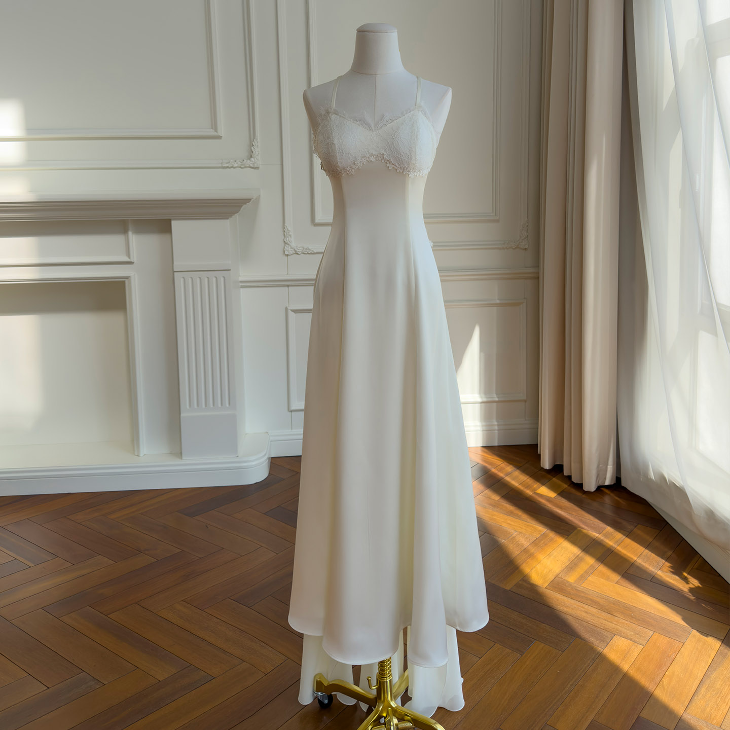 Ivory Moonlight Cap Sleeve High-Low Train Maxi Gown69652