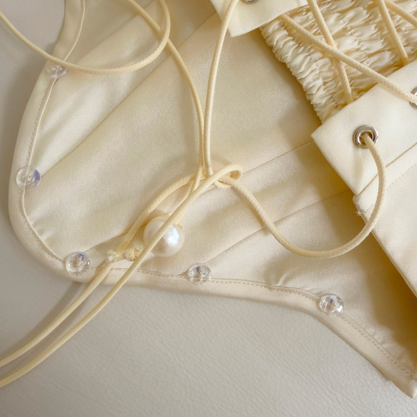 Butter Yellow Court Style Lace Corset 3-Piece Set71508+51424短51425长+Y484