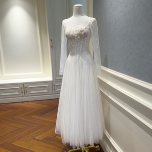Gentle and elegant white tulle dress69595