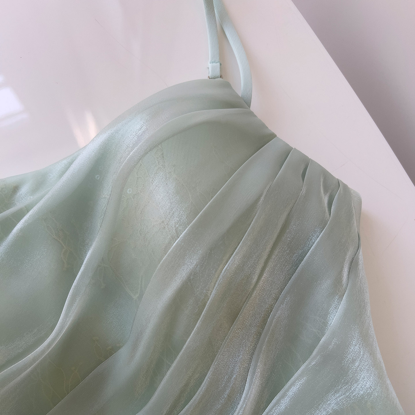 Mint Green Spaghetti Strap Layered Tulle Dress69572