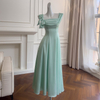 Elegant Mint Green Satin Square Neck Maxi Dress69549