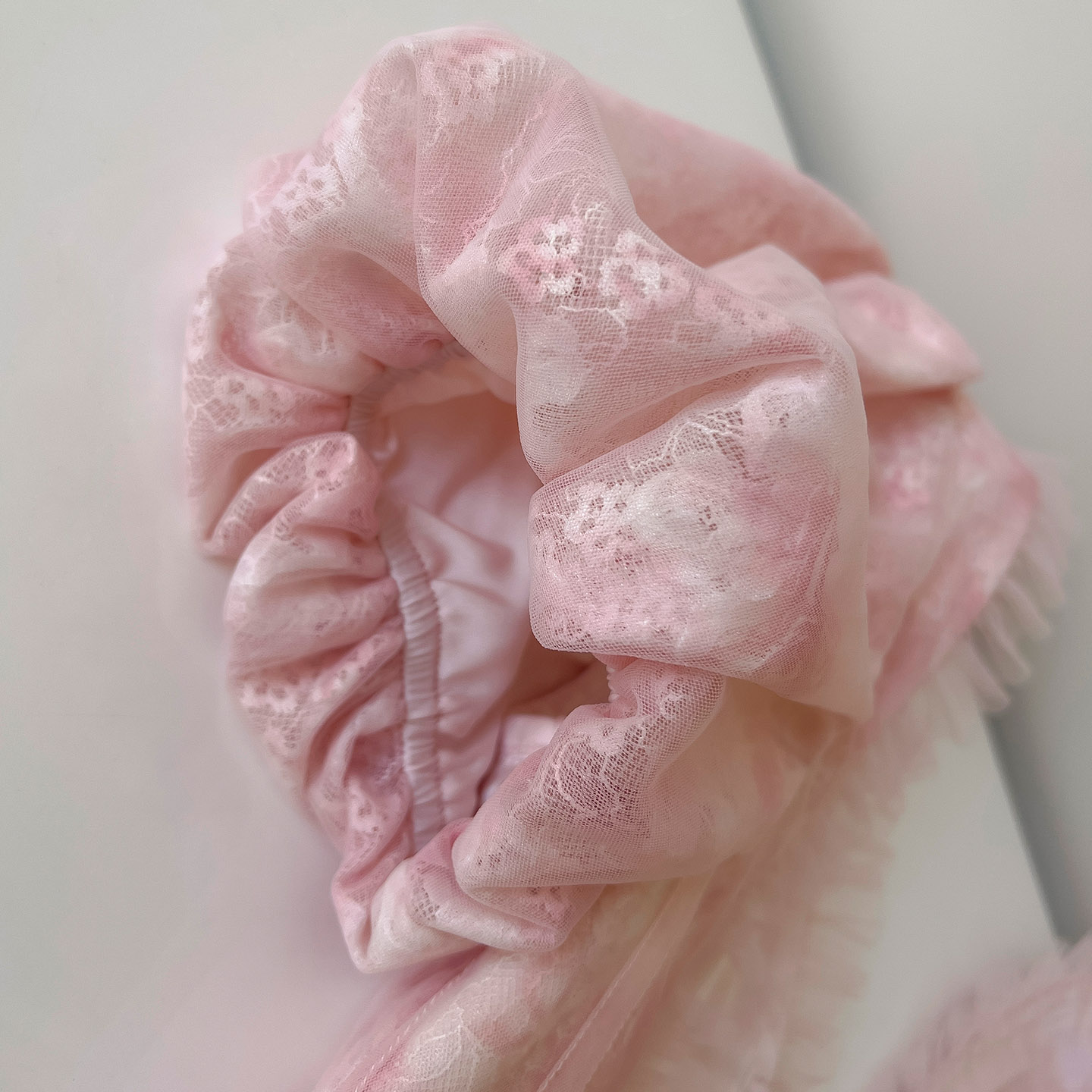 Pink Tie-Dye Lace Puff Sleeve Maxi Dress69557