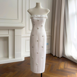 Rich Girl Style White Strapless Evening Gown69582