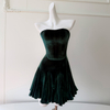 Vintage Dark Green Velvet Slip Dress69670