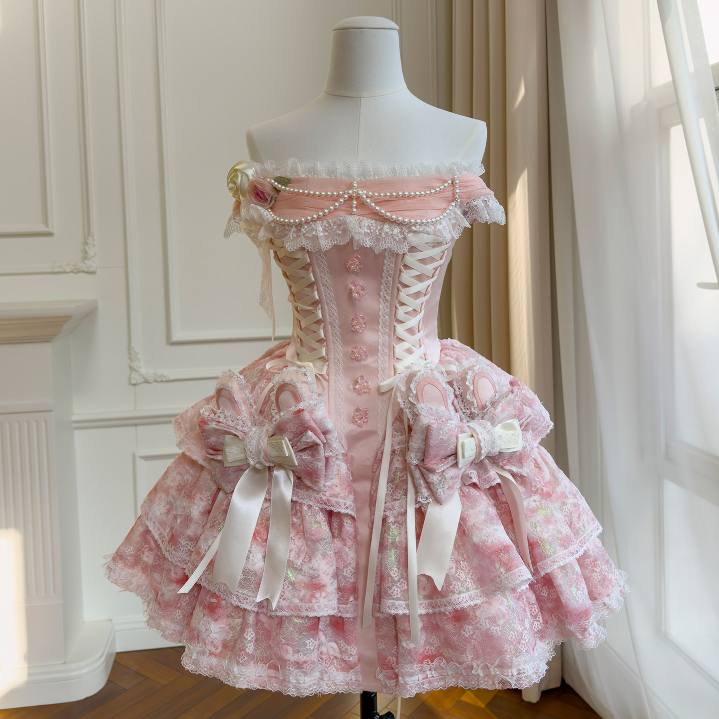 Sweet Pink Lace Lolita Dress69547+51426