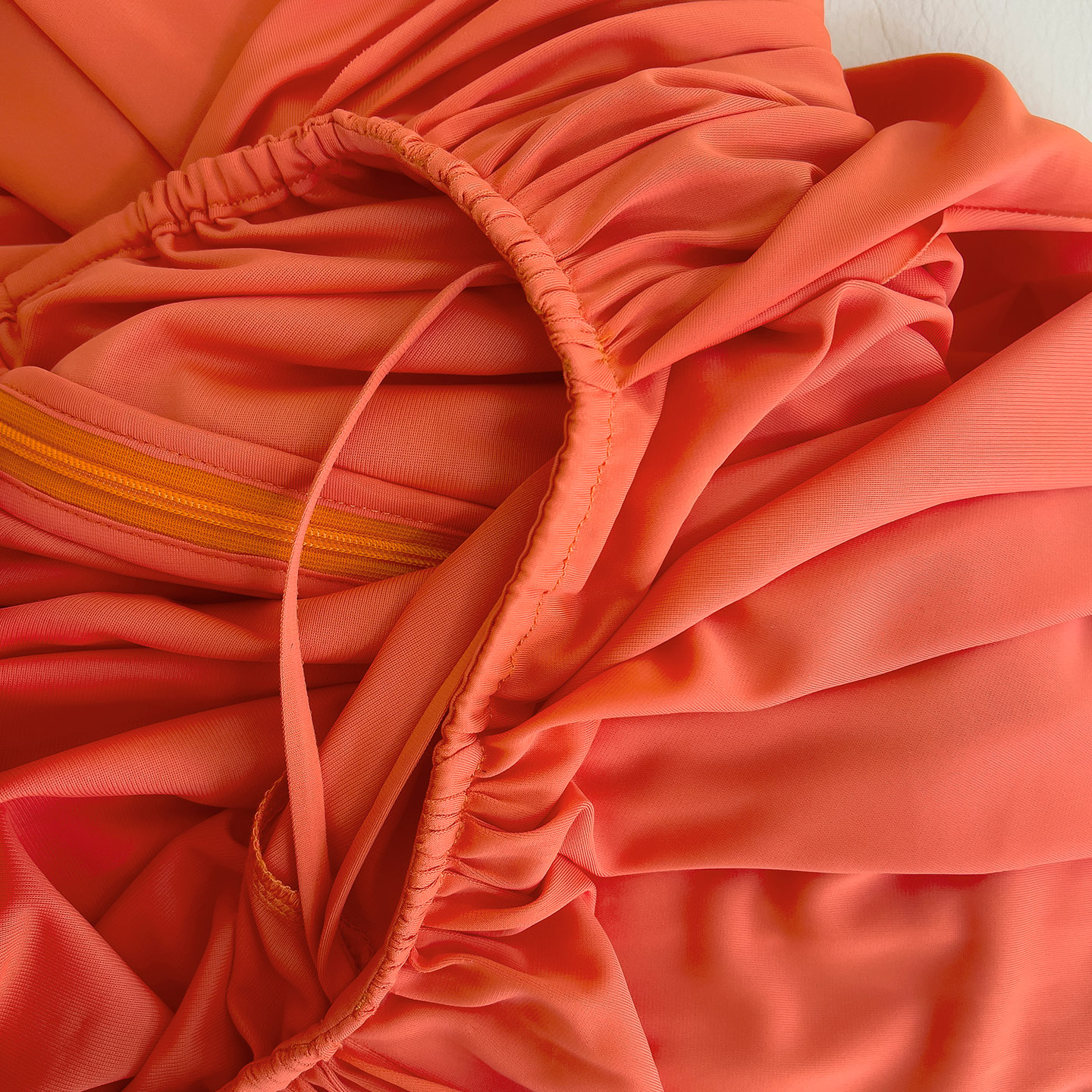 Yigelila New Unique Design Orange One-Shoulder Strapless Pleated Long Dress Elegant Evening Gown69530