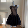 Fashion Women's Black Lace Luxury High Waist Glitter Mini Dress69606
