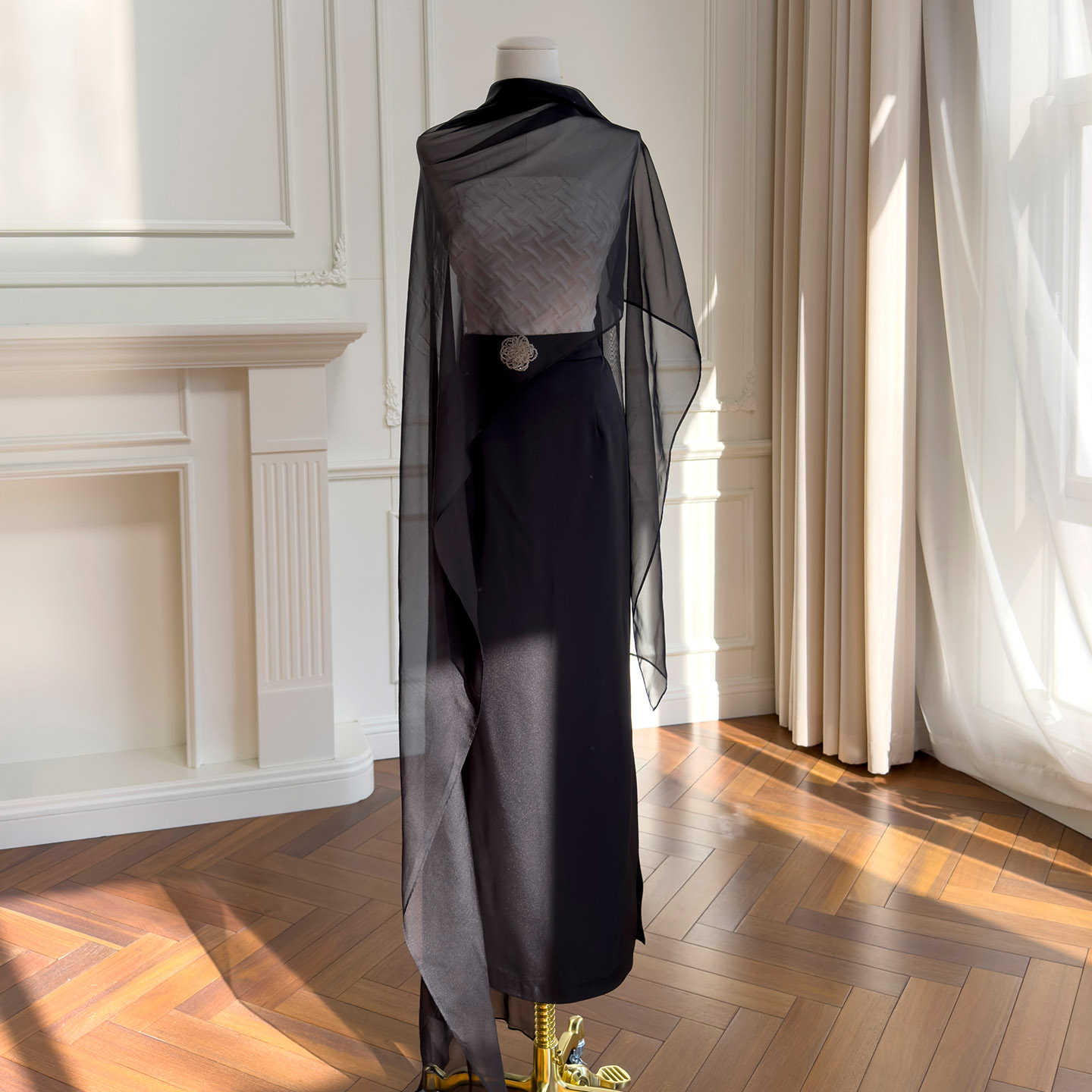 2026 Autumn & Winter New Women's Casual Two-Piece Set, French Style Off-Shoulder Top & Midi Skirt, Petite-Friendly, Light Mature Salt Style8479