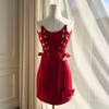 Red Lace Bustier Two-Piece Set with Lace-Up Sides71514+51440