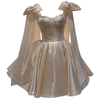 Champagne Satin Bow Dress 69456