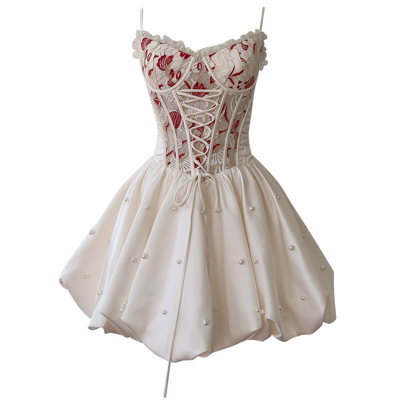 Cream Corset Frill Dress Two-Piece 68913