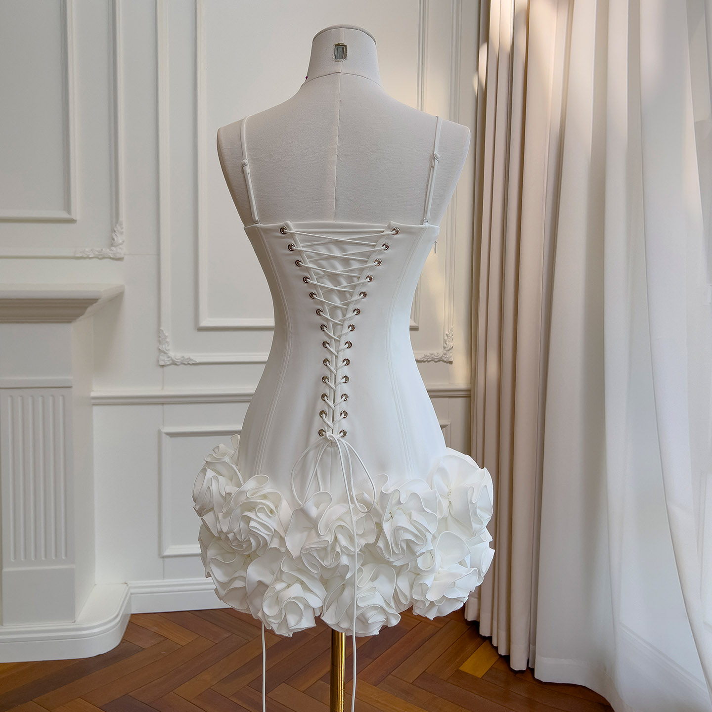 White Corset Floral Mini Dress 69517