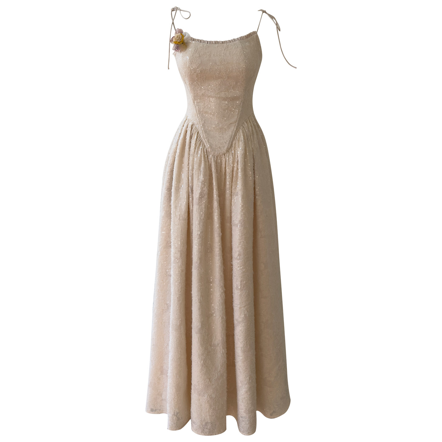 Cream Beige French Style Gentle Maxi Dress69692