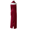 Vintage Burgundy Strapless Ruched Midi Gown69676