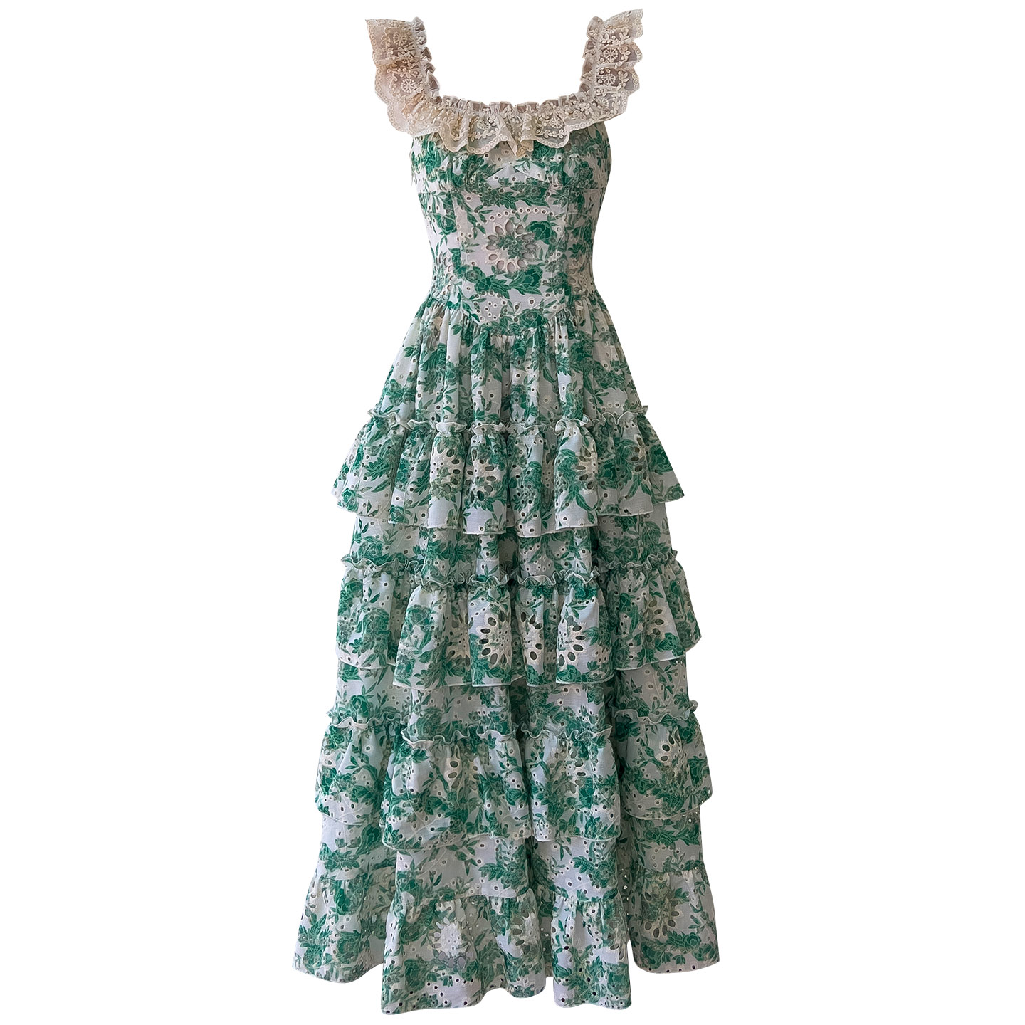 Vintage Lace Ruffle Tiered Maxi Dress69104