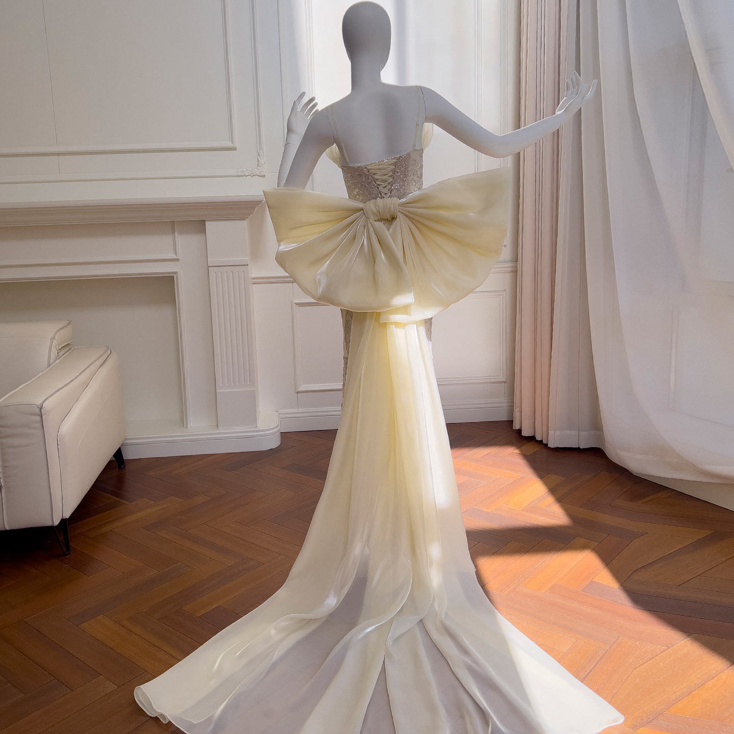 Champagne Sequin Mermaid Prom Dress69518