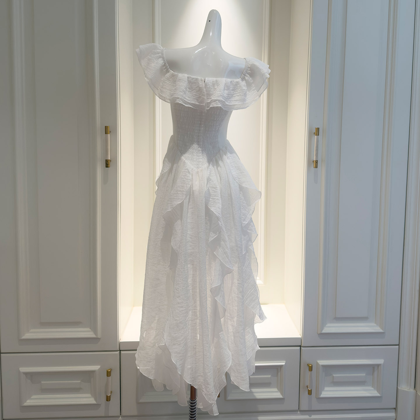 Yigelila White Fairy Dress Spaghetti Strap Long Dress for Beach Vacation69581