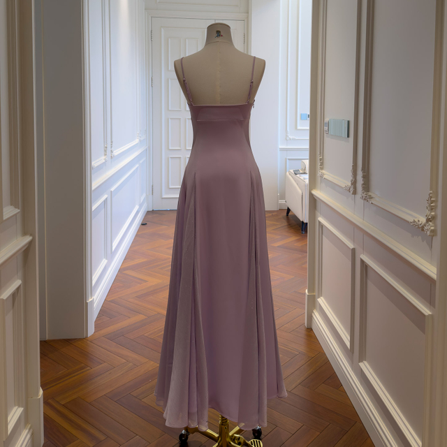 法式优雅气质吊带裙礼服简约收腰显瘦大A摆长款度假风连衣裙69596