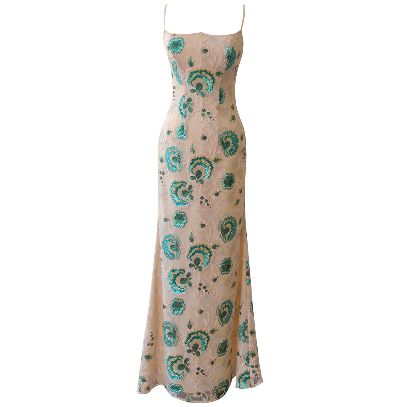 Comfortable 2026 European & American Style Casual Commute Minimalist Summer Printed Spaghetti Strap Dress for Women69623