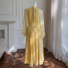 Summer New French Romantic Gentle Style Design Sense Niche Waist-Tight Slimming Yellow Long-Sleeve Dress68134