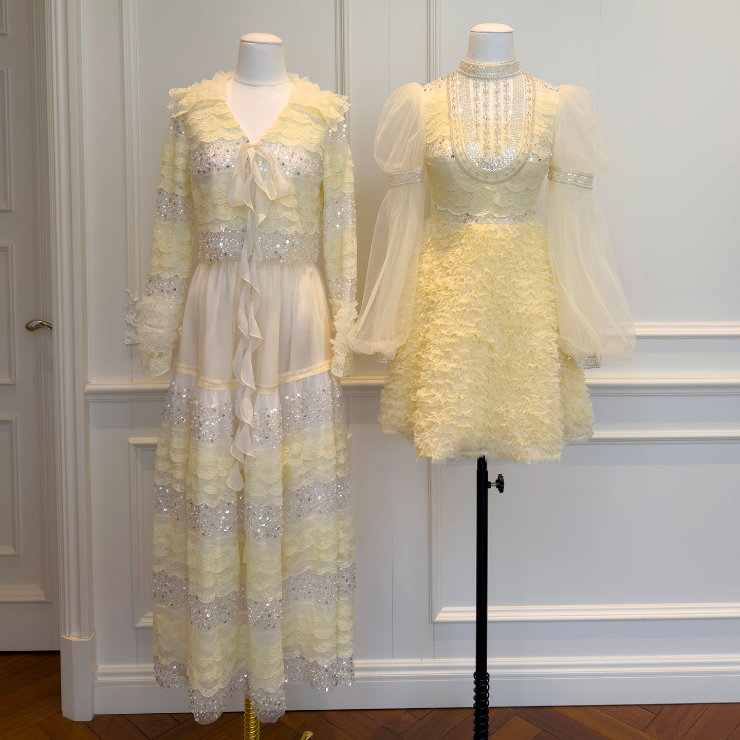 Light Luxury 3-Piece Set: Three-Dimensional Embroidery Mesh Sequin Cardigan, Half Skirt & Dress71433+51352+69435