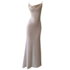 French Elegant High-Grade Shiny Draped Neck Spaghetti Strap Dress for Women, Slim Fit Bodycon Evening Party Dress69560