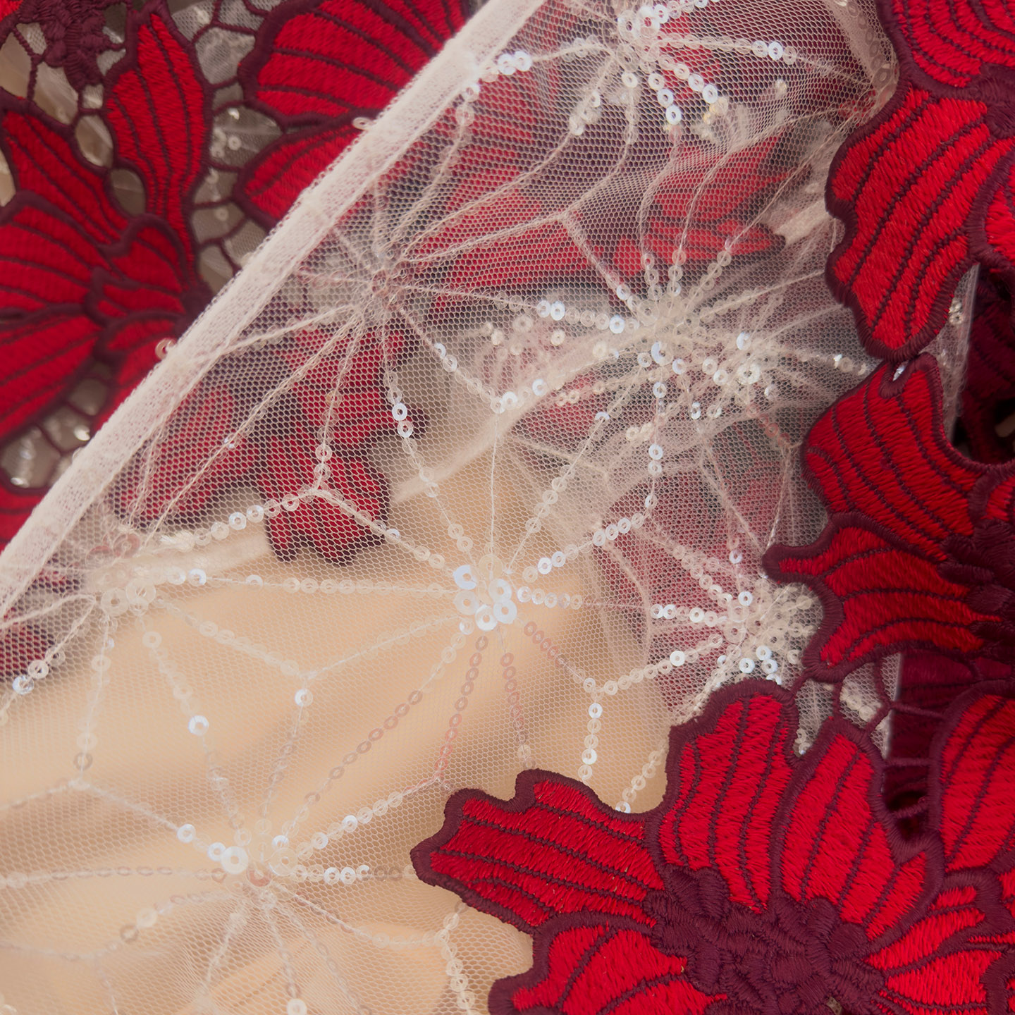 Burgundy 3D Floral Lace Strapless Midi Dress69627