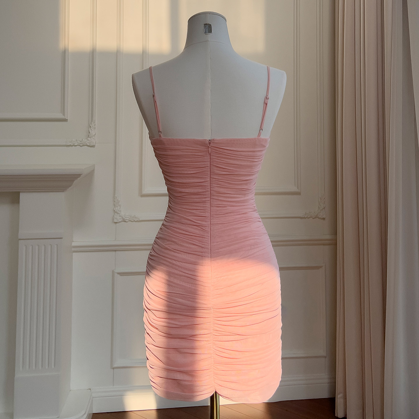 Pink Ruched Bodycon Mini Dress 69540