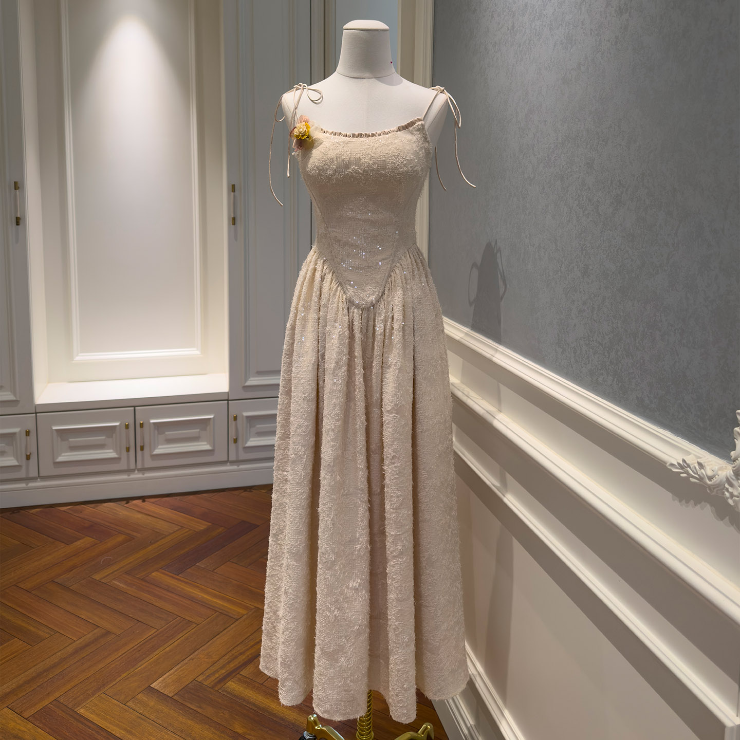 Cream Beige French Style Gentle Maxi Dress69692