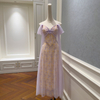 Lavender Off-the-Shoulder Butterfly Strapless Tulle Dress69689
