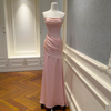 Soft Dusty Pink Strapless Evening Gown69615