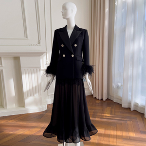 Autumn New Arrival: Black Blazer with Long Tulle Skirt