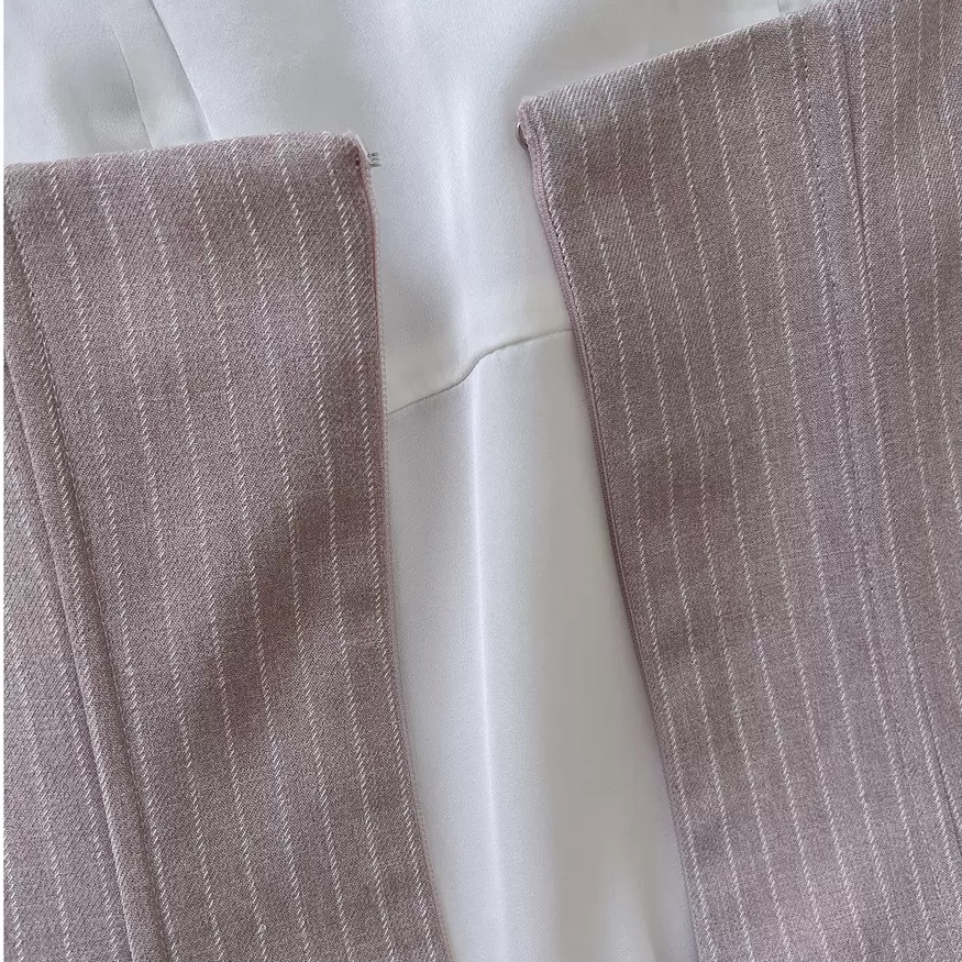 Sweet and Chic Pink Striped Mesh Camisole Dress - Women's Waist-Cinched A-Line Puff Mini Skirt with Youthful Vibes