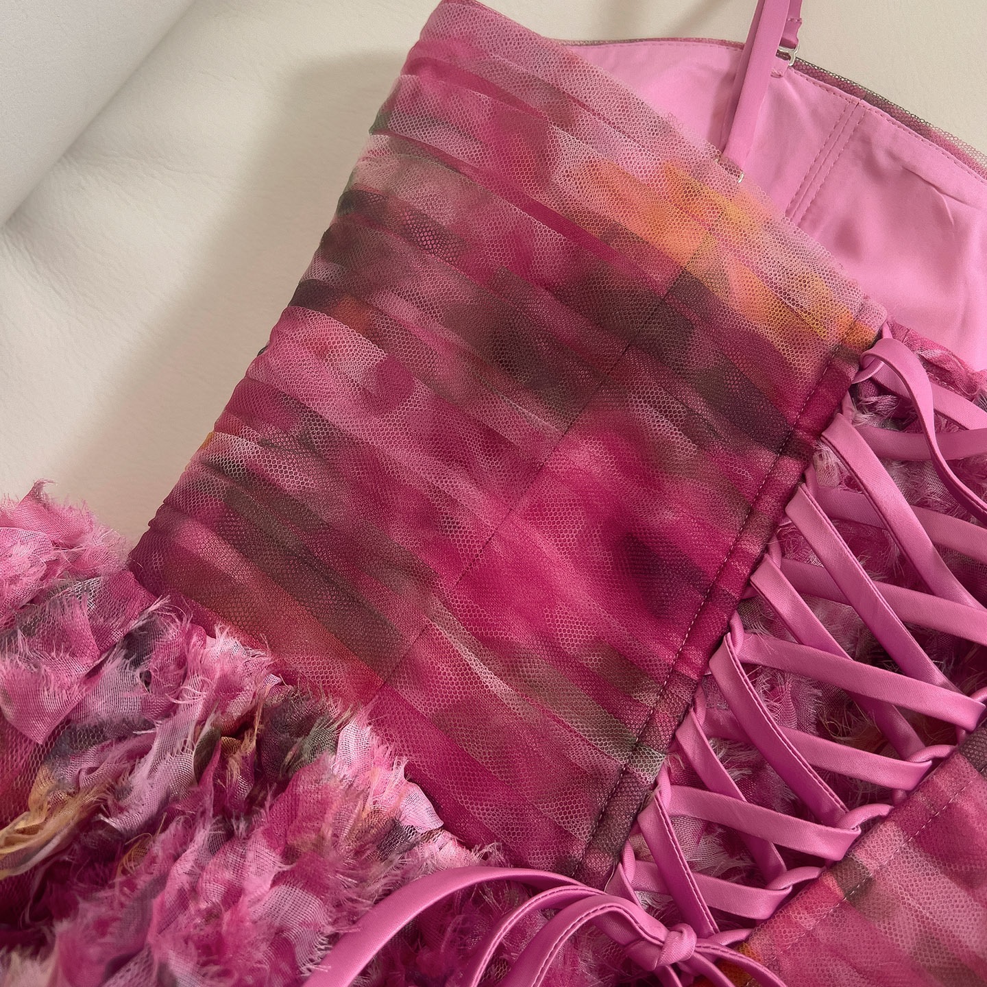 French Floral Camisole Dress - Women's Off-Shoulder Waist-Cinched Tie-Waist Maxi Dress, Figure-Flattering Evening Gown