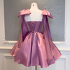 Sweet Bow Lavender Satin Mini Dress69368